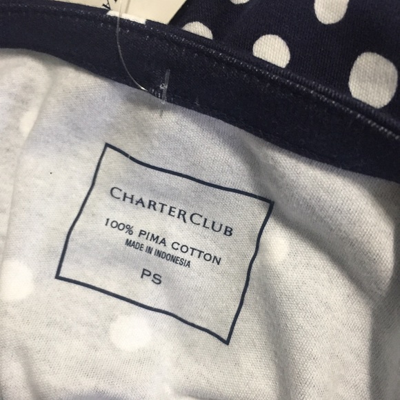 NWT Charter Club Navy 3/4 Sleeve, Pullover, Pima Perfect Top, size SP - Picture 6 of 6